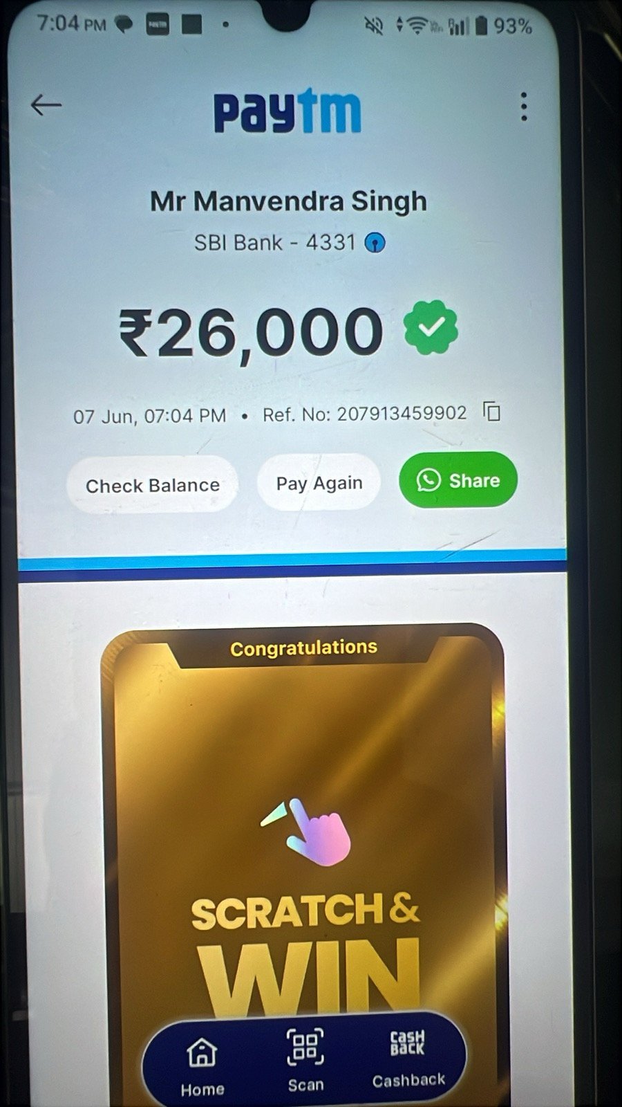 DaddyAnna UPI payout proof ₹5000 Cricket ID withdrawal